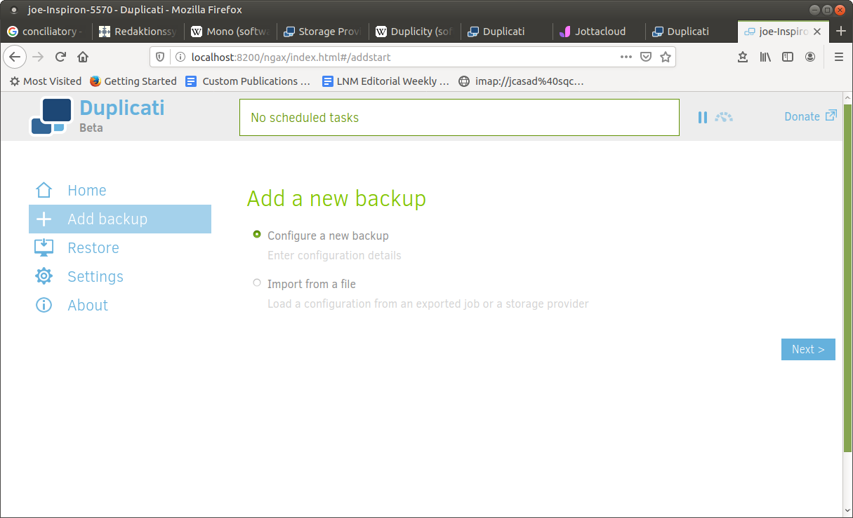 configuring data backup solution